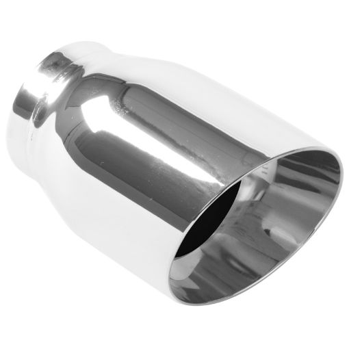 Picture of MagnaFlow Tip Stainless Double Wall Round Single Outlet Polished 3.5in DIA 2.5in Inlet 5.5in Length