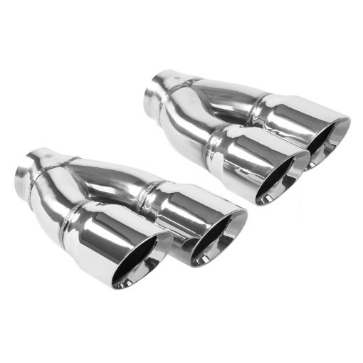Picture of MagnaFlow Tip Stainless Double Wall Round Dual Outlet Polish 3in DIA 2.25in Inlet 9.75in Len (qty 2)