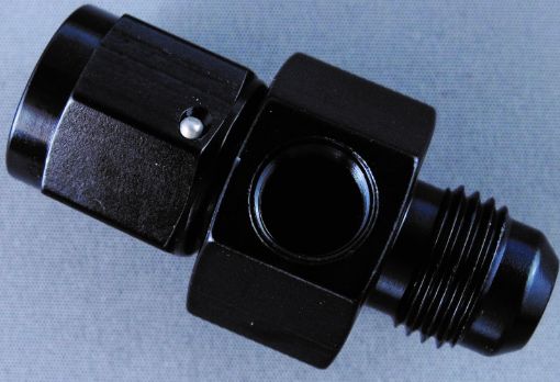 Picture of Fragola Inline Gauge Adapter - 6AN Male x - 6AN Fem - Black