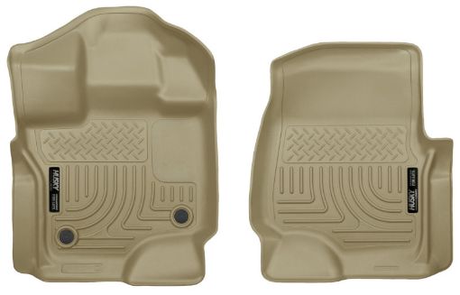 Picture of Husky Liners 15 - 23 Ford F - 150 SuperSuper Crew Cab WeatherBeater Tan Front Floor Liners
