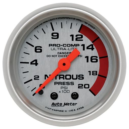 Picture of Autometer Ultra - Lite 52mm 2000 PSI Mechanical Nitrous Pressure Gauge