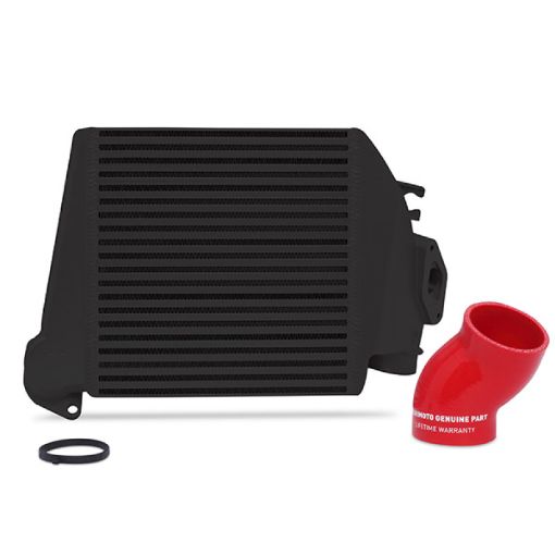 Picture of Mishimoto 08 - 14 Subaru WRX Top - Mount Intercooler Kit - Powder Coated Black Red Hoses