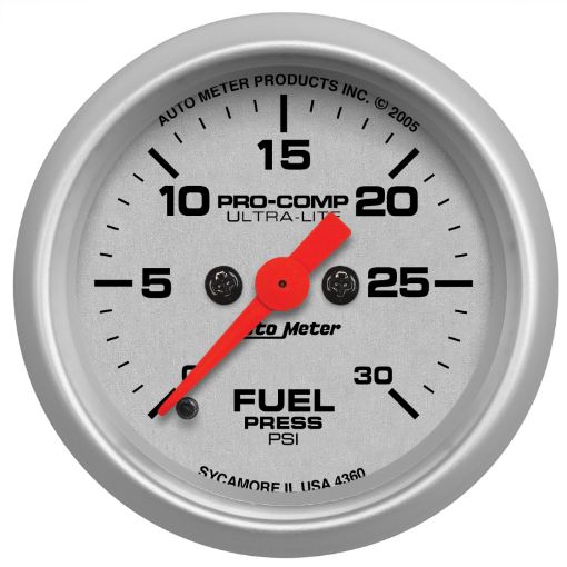 Picture of Autometer Ultra - Lite 52mm 0 - 30 PSI Full Sweep Electronic Fuel Pressue Gauge