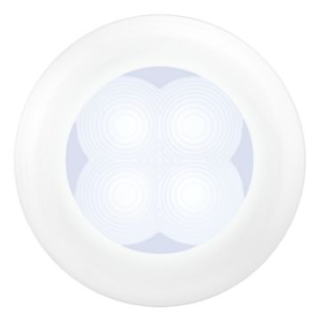 Picture of Hella 0500 Series Slim Line White 12V DC Round Soft LED Courtesy Light w White Plastic Rim