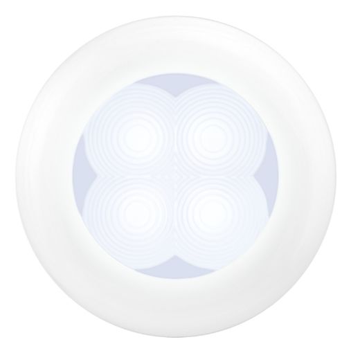 Picture of Hella 0500 Series Slim Line White 12V DC Round Soft LED Courtesy Light w White Plastic Rim