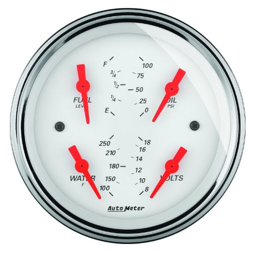 Picture of Autometer Arctic White 5in Quad GA, Fuel Level, 0 - 90 OHM