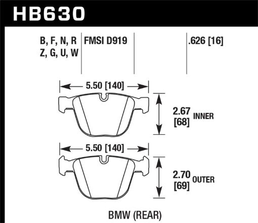 Picture of Hawk 06 - 10 BMW M5M6 DC60 Rear Brake Pads
