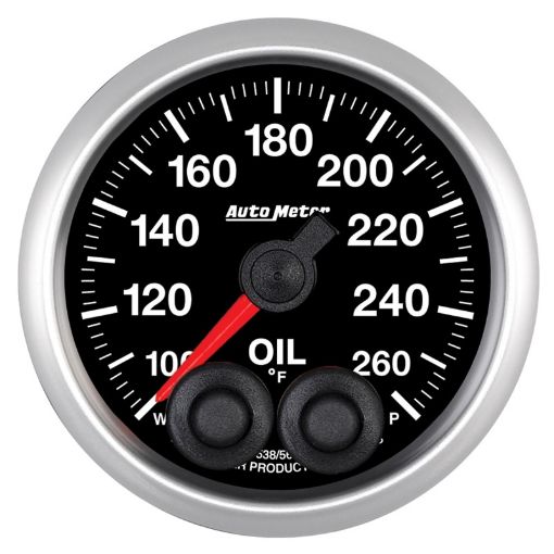 Picture of Autometer Elite 52mm 100 - 260 Deg F Oil Temp Peak Warn w Electronic Control Gauge