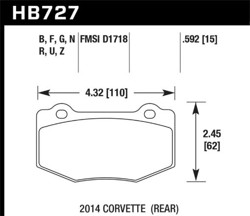 Picture of Hawk 2014 Chevrolet Corvette DTC - 60 Rear Brake Pads