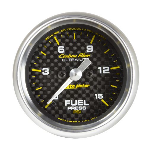 Picture of Autometer Carbon Fiber 52.4mm Full Sweep Electronic 0 - 15 PSI Fuel Pressure Gauge