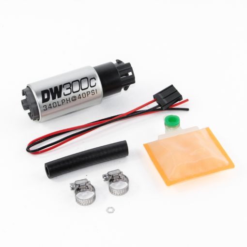 Picture of DeatschWerks 340lph DW300C Compact Fuel Pump w Universal Install Kit (w Mounting Clips)