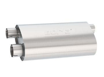Picture of Borla Universal Pro - XS Muffler Oval 3in Inlet 2.5in Dual Outlet Transverse Flow Notched Muffler