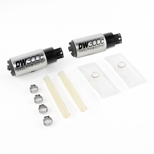 Picture of DeatschWerks 340lph DW300C Compact Fuel Pump w Install Kit 03 - 04 Ford Mustang Cobra (2 Pumps)
