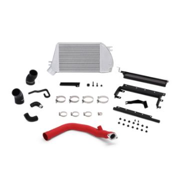 Picture of Mishimoto 2015 Subaru WRX Top - Mount Intercooler Kit - Powder Coated Silver Wrinkle Red Pipes
