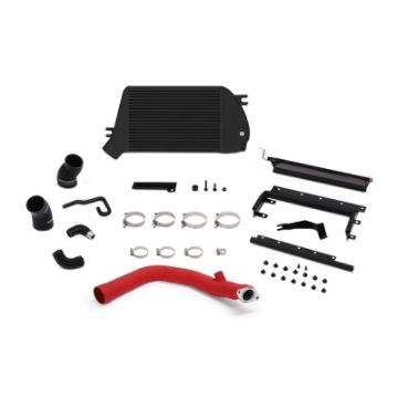 Picture of Mishimoto 2015 Subaru WRX Top - Mount Intercooler Kit - Powder Coated Black Wrinkle Red Pipes