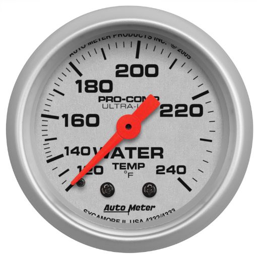 Picture of Autometer Ultra - Lite 52mm 120 - 240 Deg F Mechanical Water Temp Gauge 12in Tubing
