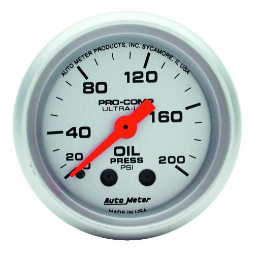 Picture of Autometer Ultra - Lite 52mm 0 - 200 PSI Mechanical Oil Pressure Gauge