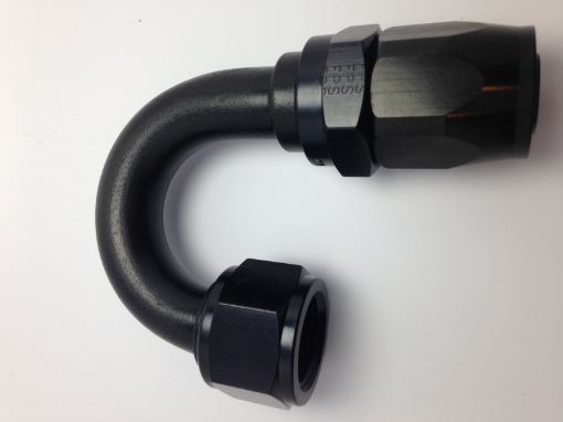 Picture of Fragola - 10AN Nut x - 12AN Hose Reducing Hose End 180 Degree - Black