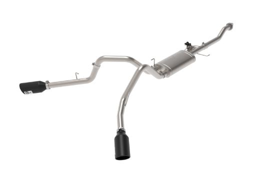 Picture of aFe Gemini XV 3in 304 SS Cat - Back Exhaust 15 - 20 Ford F - 150 V6 2.7L3.5 w Black Tips
