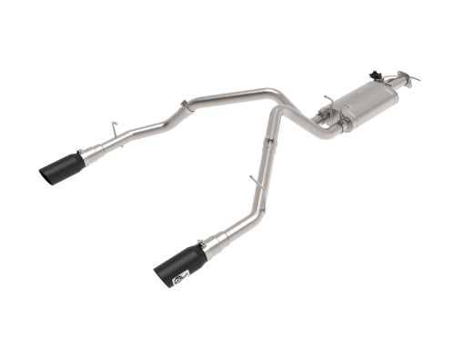 Picture of aFe Gemini XV 3in 304 SS Cat - Back Exhaust 19 - 21 Ram 1500 V8 5.7L Hemi w Black Tips