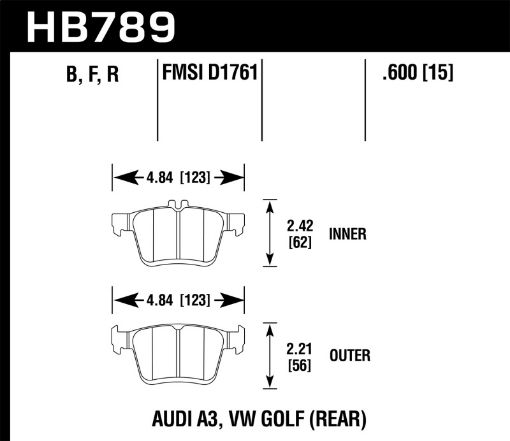 Picture of Hawk 15 - 20 Audi A3S3 Performance Ceramic Street Rear Brake Pads