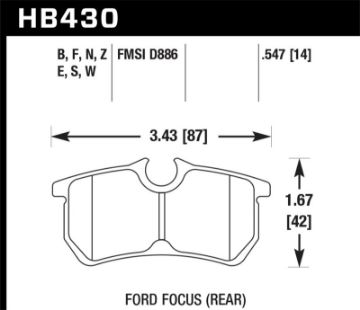 Picture of Hawk 00 - 07 Ford Focus DTC30 Rear Race Brake Pads