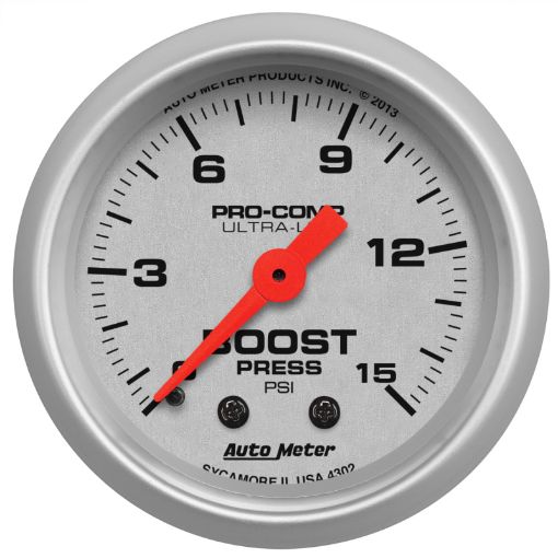 Picture of Autometer Ultra - Lite 52mm 0 - 15 PSI Mechanical Boost Gauge