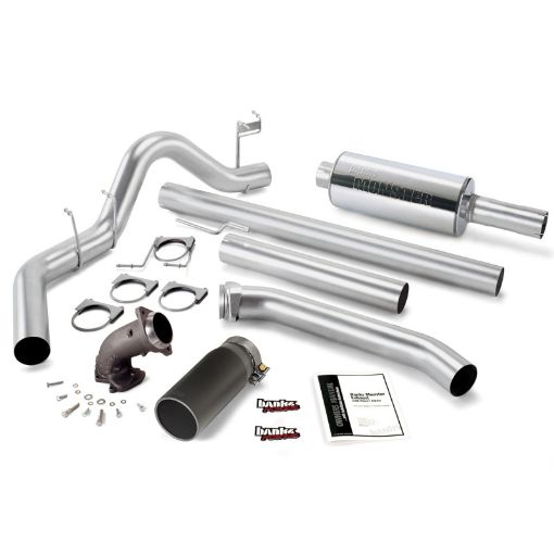Picture of Banks Power 98 - 02 Dodge 5.9L Std Cab Monster Exhaust w Power Elbow - SS Single Exhaust w Black Tip