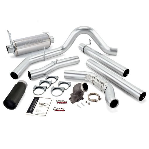 Picture of Banks Power 99 Ford 7.3L wCat Conv Monster Exhaust w Power Elbow - SS Single Exhaust w Black Tip