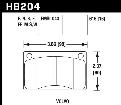 Picture of Hawk Volvo 1421451642402422442452622651800 Black Race Brake Pads