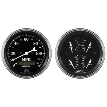 Picture of Auto Meter Gauge Kit 2 pc. Quad Speedometer 3 38in Old Tyme Black
