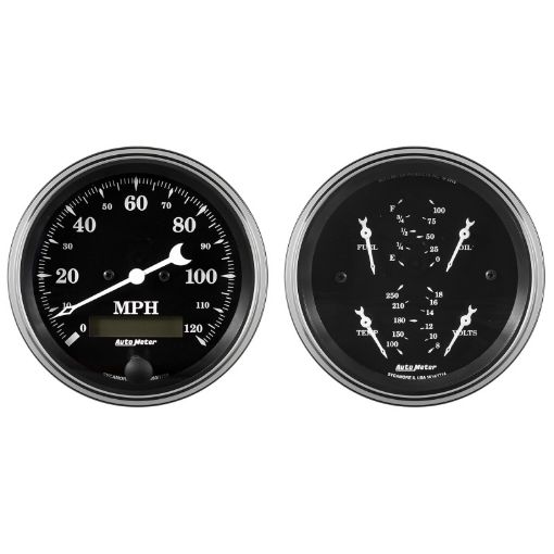 Picture of Auto Meter Gauge Kit 2 pc. Quad Speedometer 3 38in Old Tyme Black