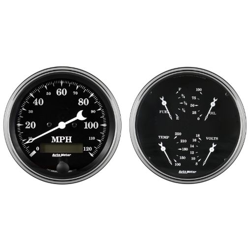 Picture of Auto Meter Gauge Kit 2 pc. Quad Speedometer 5in Old Tyme Black