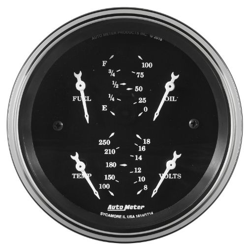 Picture of Auto Meter Gauge Quad 3 38in 0E - 90F Elec Old Tyme Black
