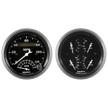 Picture of Auto Meter Gauge Kit 2 pc. Quad TachSpeedo 3 38in Old Tyme Black