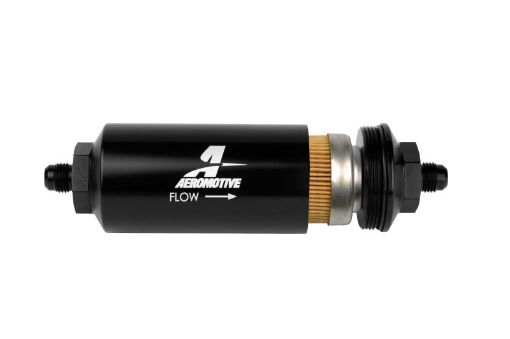 Picture of Aeromotive In - Line Filter - (AN - 6 Male) 10 Micron Fabric Element Bright Dip Black Finish