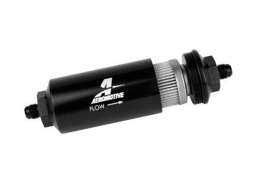 Picture of Aeromotive In - Line Filter - (AN - 6 Male) 40 Micron Stainless Mesh Element Bright Dip Black Finish