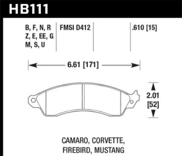 Picture of Hawk 94 - 04 Mustang Cobra 88 - 96 Corvette 88 - 92 Camaro wHD Brakes Front Black Race Brake Pads