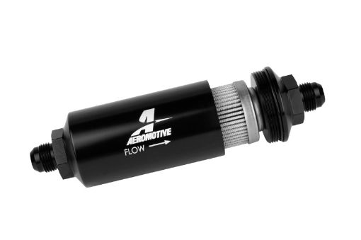 Picture of Aeromotive In - Line Filter - (AN - 8 Male) 40 Micron Stainless Mesh Element Bright Dip Black Finish