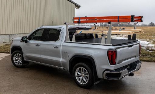 Picture of Access ADARAC Al Uprights 26in Vertical Pro Kit (2 Uprights w1 66in Cross Bar) Silver Truck Rack