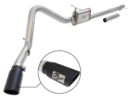 Picture of aFe MACHForce XP Exhaust 3in - 3.5in SS Single Side Ext CB w Black Tip 99 - 04 Ford F150 V8 5.4L6.8L