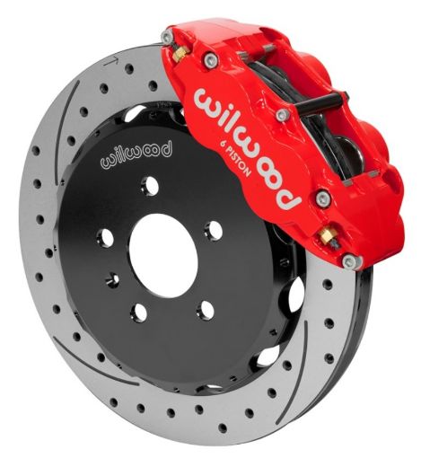 Picture of Wilwood 03 - 08 Audi A4 Forged Narrow Superlite 6R Front Big Brake Kit 12.88in Rotor Dia (Red) w Line