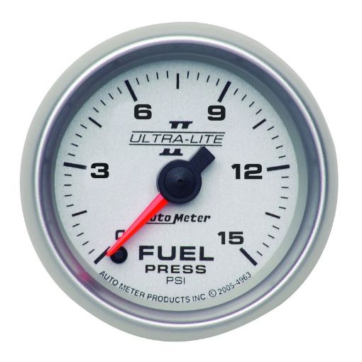 Picture of Autometer Ultra - Lite II 52mm 0 - 15 PSI Full Sweep Electronic Fuel Pressure Gauge
