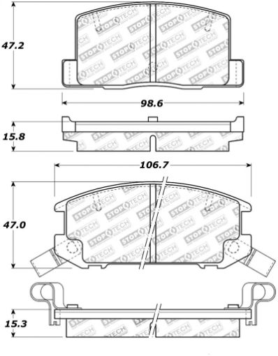 Picture of StopTech Street Touring 190 - 9500 - 05 Toyota MR2Spyder Rear Brake Pads