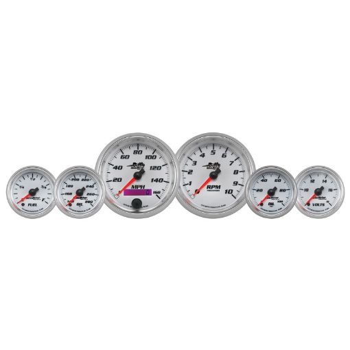 Picture of Autometer Pro - Cycle Gauge Kit 6 Pc. Kit 3 38in 2 116in Bagger White