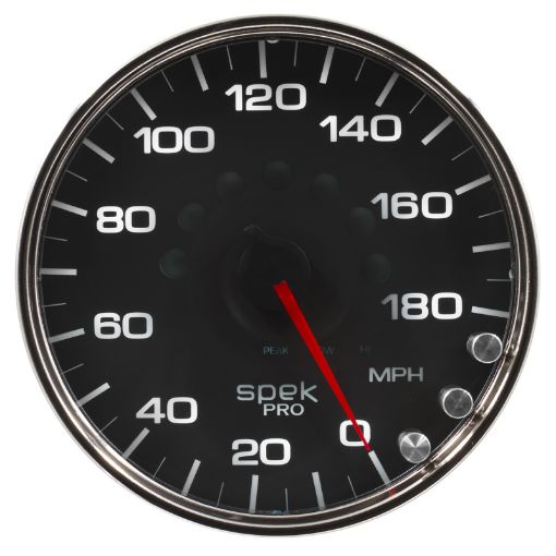 Picture of Autometer Spek - Pro Gauge Speedometer 5in 180 Mph Elec. Programmable BlackChrome