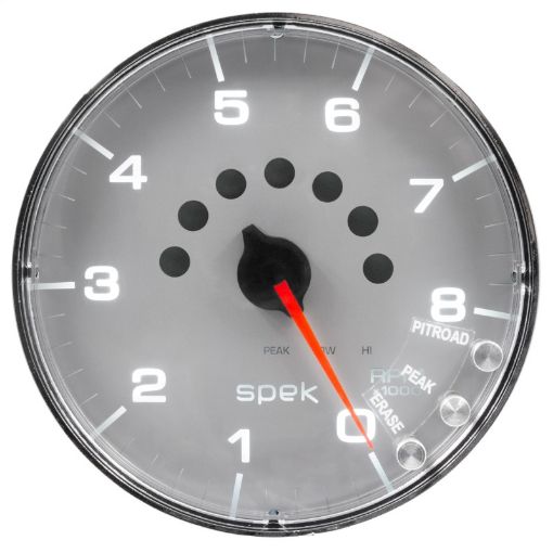 Picture of Autometer Spek - Pro Gauge Tachometer 5in 8K Rpm WShift Light Peak Mem SilverChrome