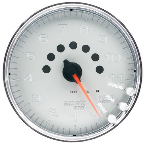 Picture of Autometer Spek - Pro Gauge Tachometer 5in 11K Rpm WShift Light Peak Mem SilverChrome
