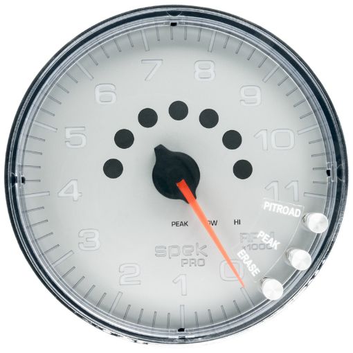 Picture of Autometer Spek - Pro Gauge Tachometer 5in 11K Rpm WShift Light Peak Mem SilverChrome