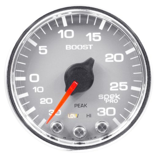 Picture of Autometer Spek - Pro Gauge VacBoost 2 116in 30Inhg - 30psi Stepper Motor WPeak WarnSilverChrome